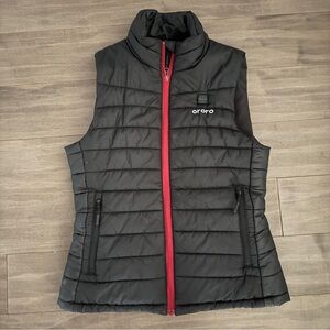 Ororo Heated Vest Black Quilted Vest with Red Trim Small